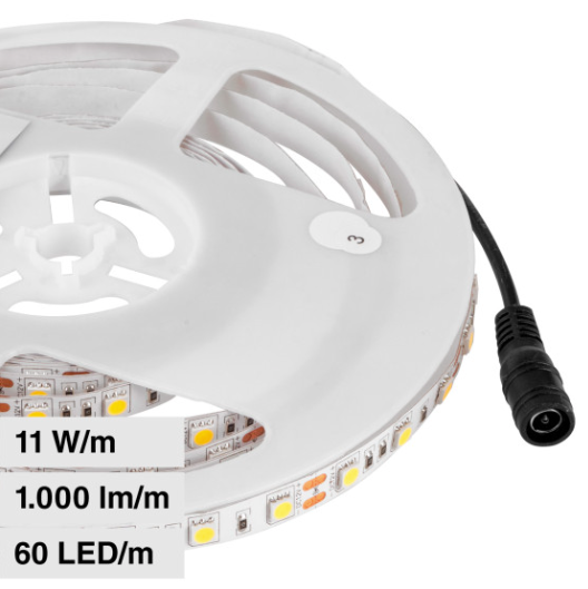 V-Tac Striscia LED Flessibile 55W SMD5050 Monocolore 60 LED/m 12V - Bobina da 5m