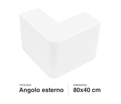 Angolo Esterno per Canaline Passacavi 80x40 in Plastica Bianca