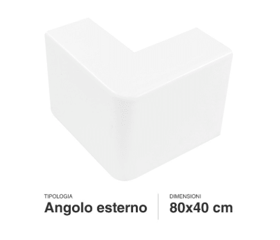 Angolo Esterno per Canaline Passacavi 80x40 in Plastica Bianca - Elettrohub.it