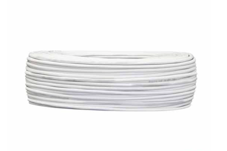 Cavo allarme 2 fili 2x0,22 mm in rame di qualità schermato - Bianco - Matassa da 100 metri