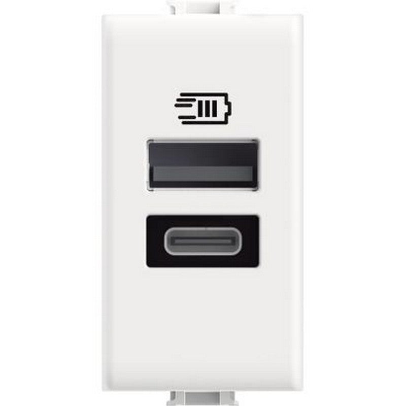 Presa usb doppia bticino matix tipo a+c 15w 230v 1 modulo bianco tensione uscita 5vdc AM4191AC - Elettrohub.it