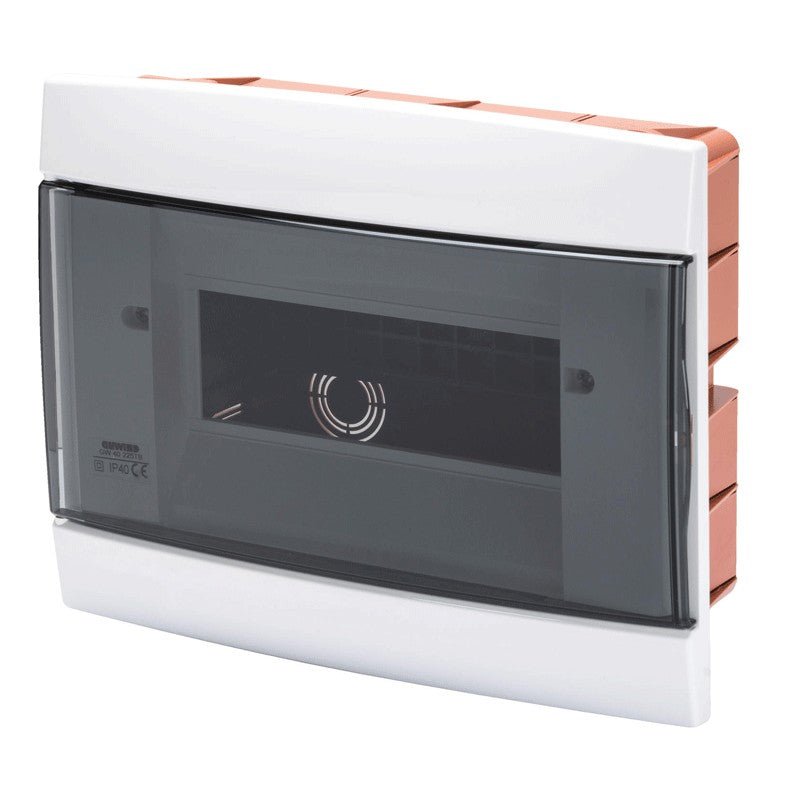Centralino da arredo/da incasso Gewiss - GW40225TB - Predisposto per alloggiamento morsettiere - 250x195x26 - bianco - 8 + 1/2 moduli DIN - Elettrohub.it