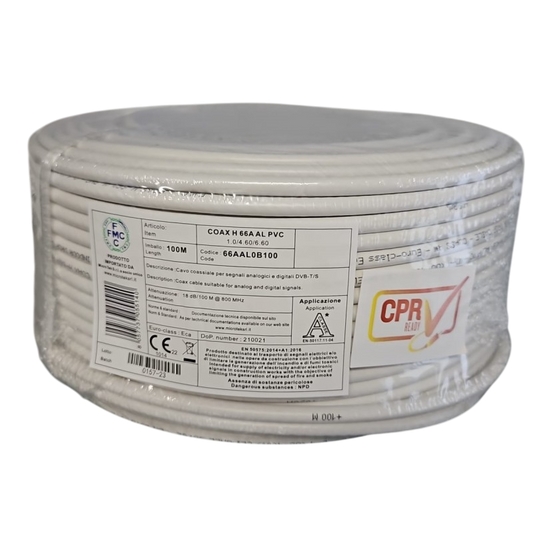 Cavo Micro Tek - Coassiale di alta qualità - H-66A - Ø6.6 - AL PVC  - 66AAL0B100 - Matassa da 100 metri