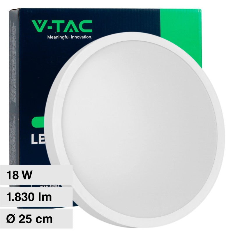 Pannello LED Rotondo 18W V - Tac SMD IP44 da Parete - Disponibile Luce: Calda 3000K, Naturale 4000K e Fredda 6500K - Elettrohub.it