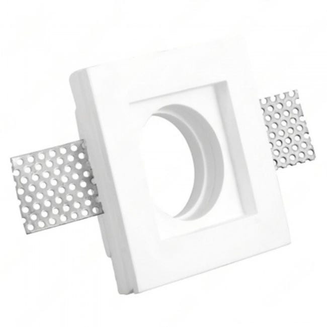 Portafaretto Quadrato piatto, da Incasso, in Gesso per Lampadine GU10 e GU5.3 -