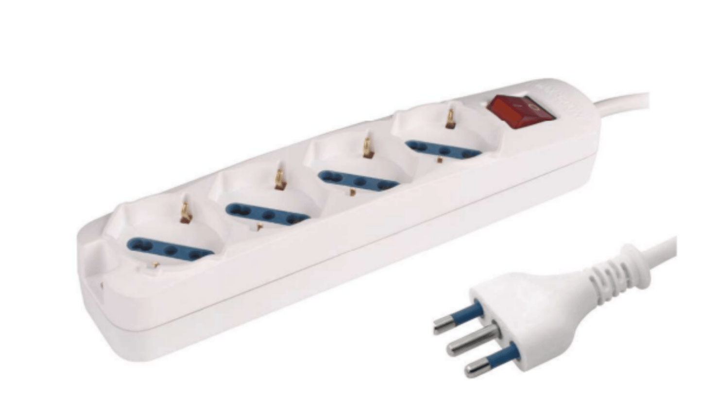 Multipresa Universale 4 Posti Spina Schuko con Interruttore Luminoso 1,5m Bianca - Elettrohub.it