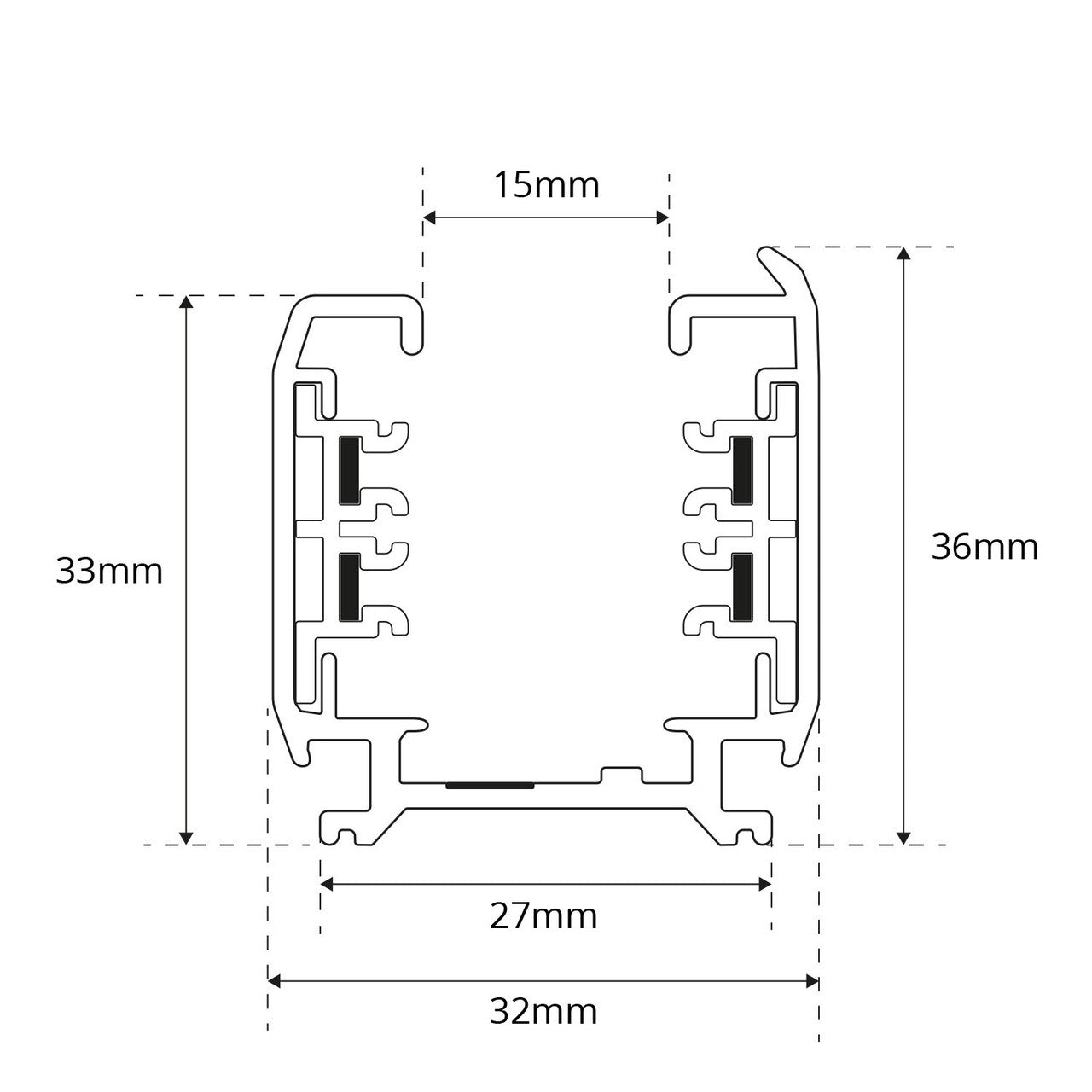 Binario Elettrificato Trifase Bianco - 1 metro