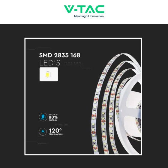 V - Tac Striscia LED Flessibile 60W SMD Monocolore 168 LED/metro 24V - Bobina 5 metri - Potenza 12 w/m - Elettrohub.it