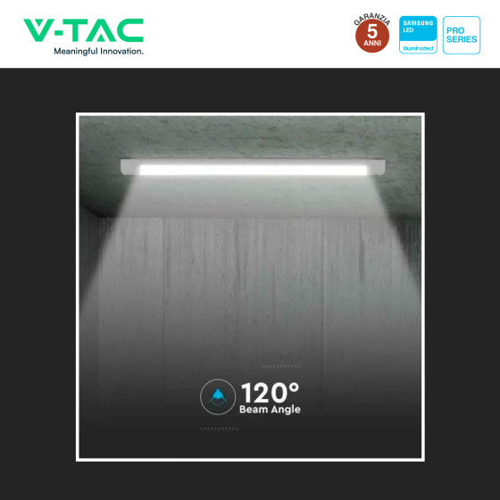 Tubo LED Prismatico 40W V-Tac Plafoniera SMD Lampadina 120cm Chip Samsung - Disponibile con: Luce Bianca Naturale 4000K e Fredda 6500K