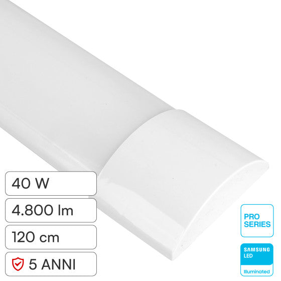Tubo LED Prismatico 40W V-Tac Plafoniera SMD Lampadina 120cm Chip Samsung - Disponibile con: Luce Bianca Naturale 4000K e Fredda 6500K
