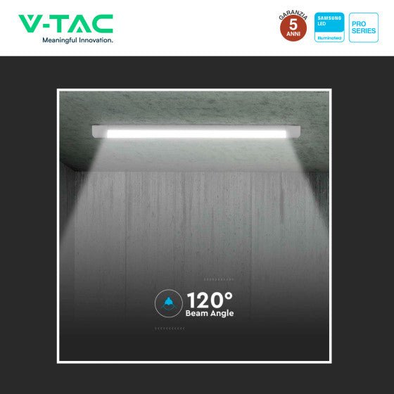 Tubo LED Prismatico Plafoniera 10W V - Tac Chip Samsung Lampadina 30cm - Disponibile Luce: Calda 3000K - Naturale 4000K - Fredda 6500K - Elettrohub.it