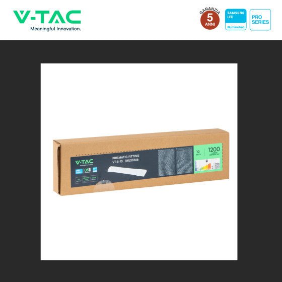 Tubo LED Prismatico Plafoniera 10W V - Tac Chip Samsung Lampadina 30cm - Disponibile Luce: Calda 3000K - Naturale 4000K - Fredda 6500K - Elettrohub.it