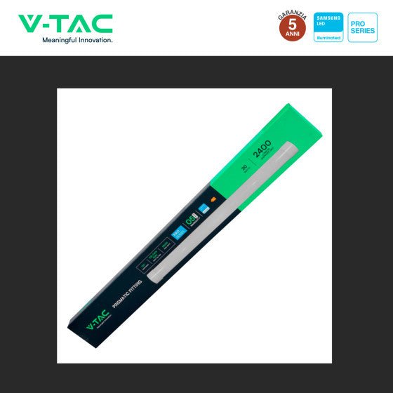 Tubo LED Prismatico Plafoniera 20W V - Tac Chip Samsung Lampadina 60cm - Disponibile Luce: Calda 3000K - Naturale 4000K - Fredda 6500K - Elettrohub.it