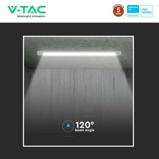 Tubo LED Prismatico Plafoniera 20W V-Tac Chip Samsung Lampadina 60cm - Disponibile Luce: Calda 3000K - Naturale 4000K - Fredda 6500K