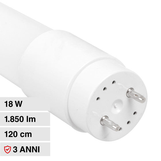 Tubo LED SMD Nano Plastic T8 G13 18W V-Tac Lampadina 120cm con Starter - Disponibile Luce: Calda 3000K - Naturale 4000K - Fredda 6500K