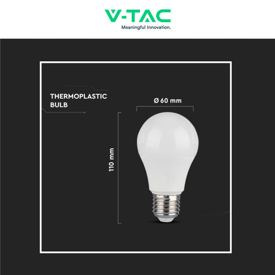 Lampadina LED E27 10,5W V-TAC SMD Goccia A60 - Disponibile Luce: Calda 3000K - Naturale 4000K - Fredda 6500K