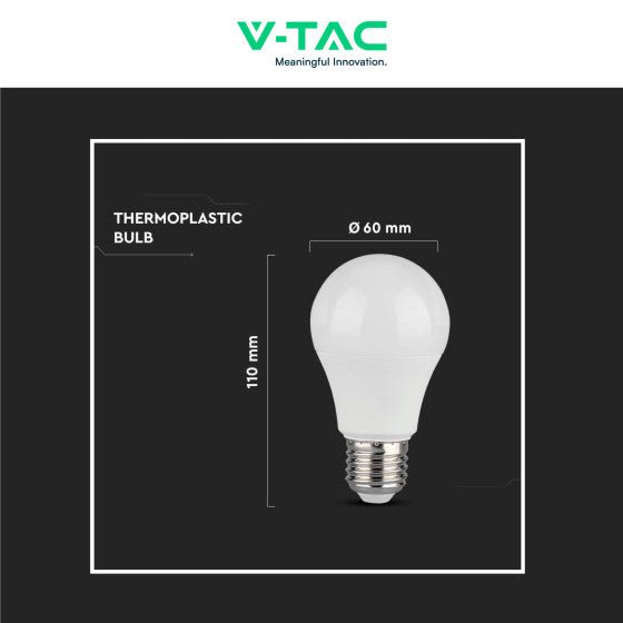 Lampadina LED E27 10,5W V - TAC SMD Goccia A60 - Disponibile Luce: Calda 3000K - Naturale 4000K - Fredda 6500K - Elettrohub.it