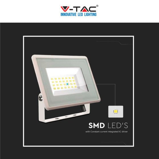 Faro LED Floodlight 20W V - TAC SMD IP65 Colore Bianco - Disponibile Luce: Calda 3000K, Naturale 4000K e Fredda 6500K - Elettrohub.it