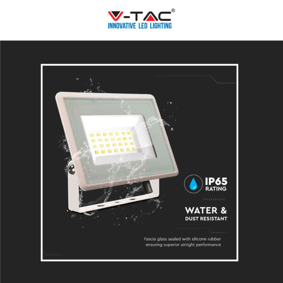 Faro LED Floodlight 20W V-TAC SMD IP65 Colore Bianco - Disponibile Luce: Calda 3000K, Naturale 4000K e Fredda 6500K