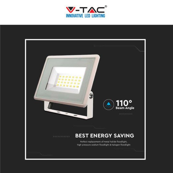 Faro LED Floodlight 20W V - TAC SMD IP65 Colore Bianco - Disponibile Luce: Calda 3000K, Naturale 4000K e Fredda 6500K - Elettrohub.it