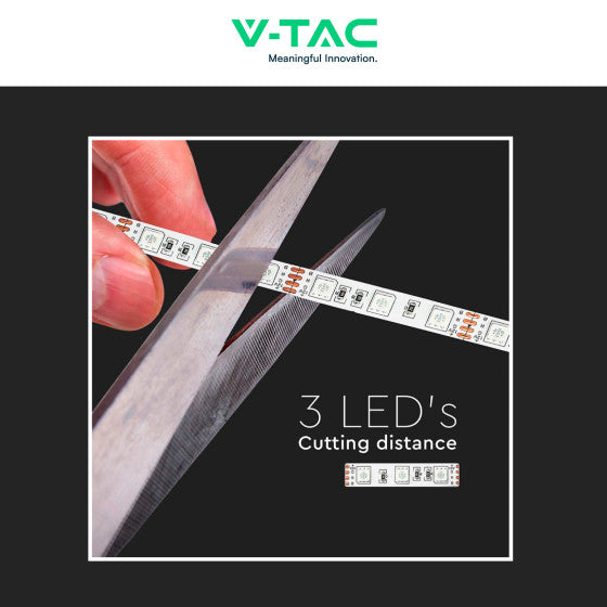 V-Tac VT-5050-60 Striscia LED Flessibile 35W SMD RGB 60 LED/metro 12V - Bobina da 5 metri- Potenza 7w/m