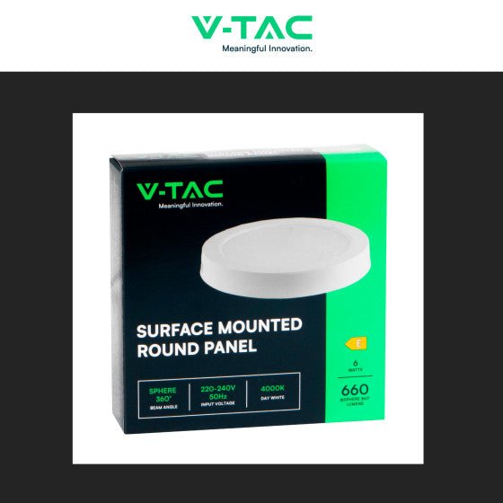 Pannello LED Rotondo 6W V - Tac SMD da Parete con Driver - Disponibile Luce: Calda 3000K, Naturale 4000K e Fredda 6500K - Elettrohub.it