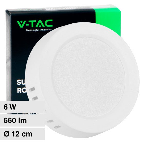 Pannello LED Rotondo 6W V - Tac SMD da Parete con Driver - Disponibile Luce: Calda 3000K, Naturale 4000K e Fredda 6500K - Elettrohub.it