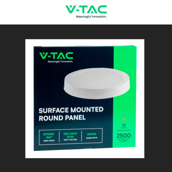 Pannello LED Rotondo 24W V-Tac SMD da Parete con Driver - Disponibile Luce: Calda 3000K, Naturale 4000K e Fredda 6500K