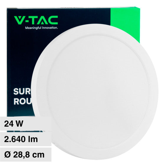 Pannello LED Rotondo 24W V-Tac SMD da Parete con Driver - Disponibile Luce: Calda 3000K, Naturale 4000K e Fredda 6500K