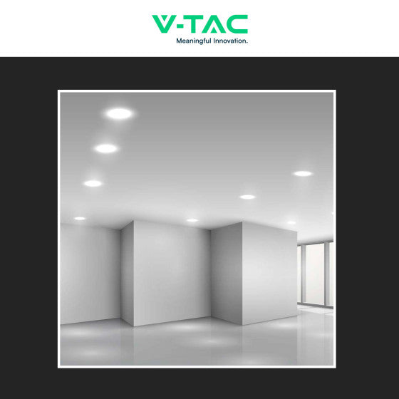 Pannello LED Rotondo Slim 12W V-Tac SMD da Incasso con Driver - Disponibile Luce: Calda 3000K, Naturale 4000K e Fredda 6500K