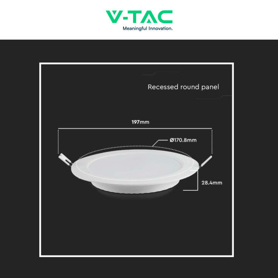 Pannello LED Rotondo Slim 12W V-Tac SMD da Incasso con Driver - Disponibile Luce: Calda 3000K, Naturale 4000K e Fredda 6500K