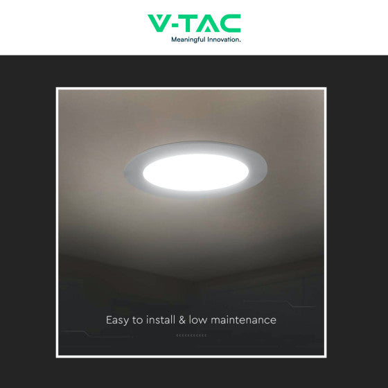 Pannello LED Rotondo Slim 12W V-Tac SMD da Incasso con Driver - Disponibile Luce: Calda 3000K, Naturale 4000K e Fredda 6500K