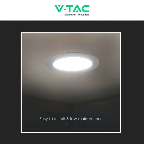 Pannello LED Rotondo Slim 12W V - Tac SMD da Incasso con Driver - Disponibile Luce: Calda 3000K, Naturale 4000K e Fredda 6500K - Elettrohub.it