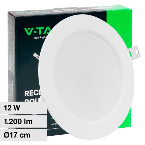 Pannello LED Rotondo Slim 12W V - Tac SMD da Incasso con Driver - Disponibile Luce: Calda 3000K, Naturale 4000K e Fredda 6500K - Elettrohub.it