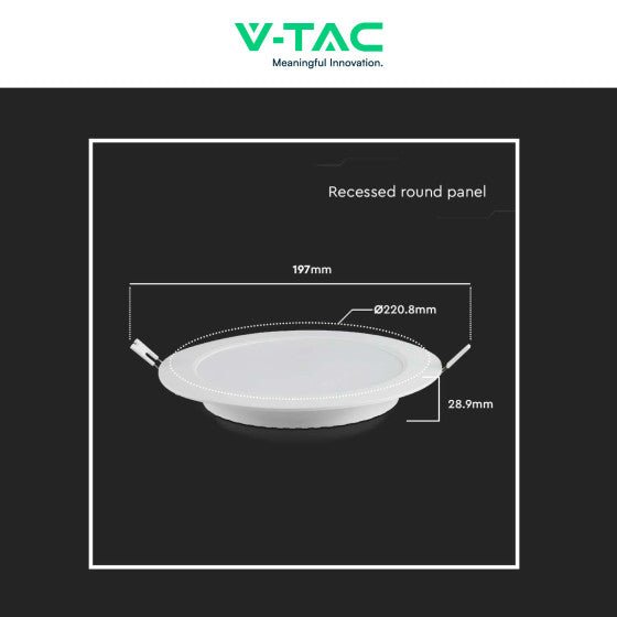 Pannello LED Rotondo Slim 18W V - Tac SMD da Incasso con Driver - Disponibile Luce: Calda 3000K, Naturale 4000K e Fredda 6500K - Elettrohub.it
