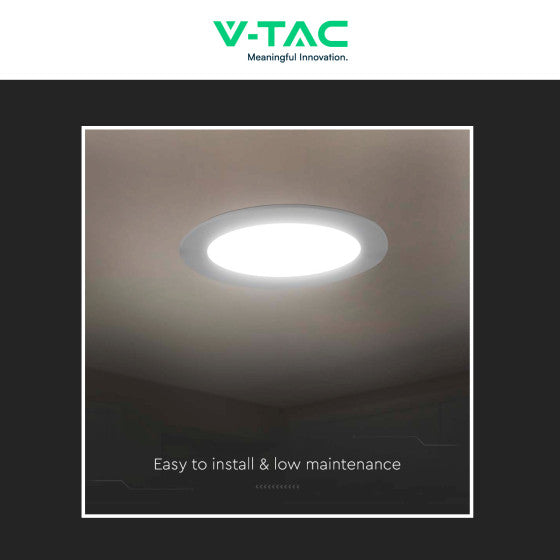 Pannello LED Rotondo Slim 18W V-Tac SMD da Incasso con Driver - Disponibile Luce: Calda 3000K, Naturale 4000K e Fredda 6500K