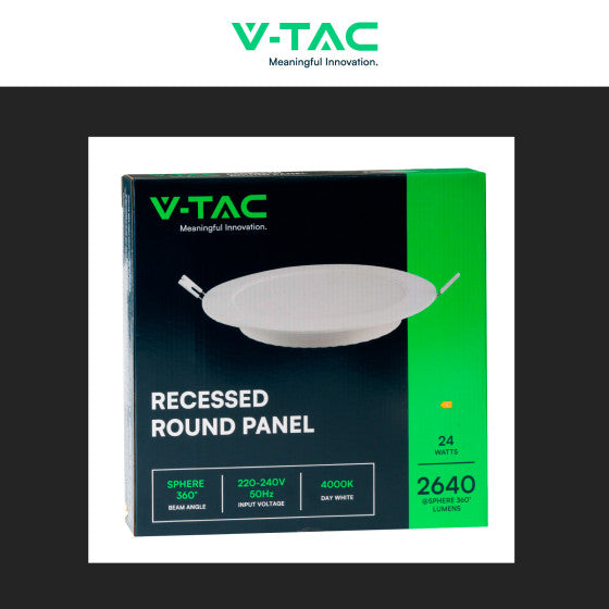 Pannello LED Rotondo Slim 24W V-Tac SMD da Incasso con Driver - Disponibile Luce: Calda 3000K, Naturale 4000K e Fredda 6500K