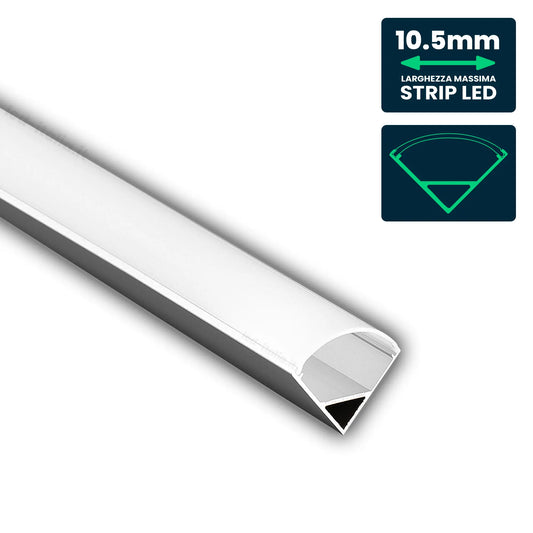 V-Tac ECO Profilo Angolare in Alluminio per Strisce LED a Superficie con Copertura Opaca Lunghezza 2 metri