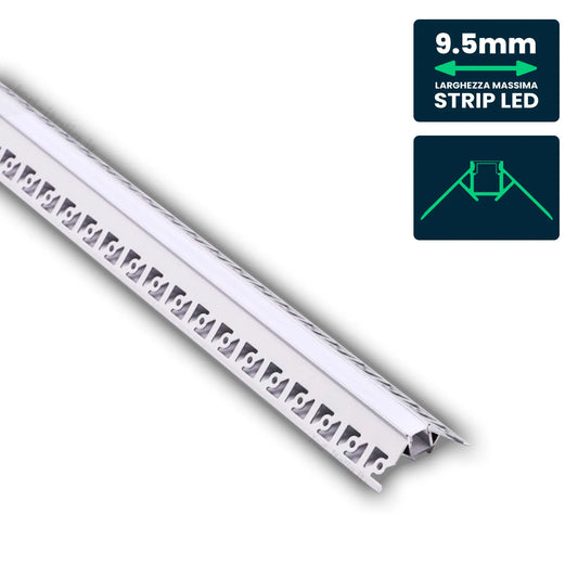 V-Tac Profilo Angolare Slim in Alluminio per Strisce LED a Scomparsa con Copertura Opaca Lunghezza 2 metri