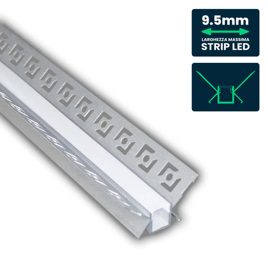 V-Tac Profilo Angolare Slim in Alluminio per Strisce LED a Scomparsa con Copertura Opaca Lunghezza 2 metri