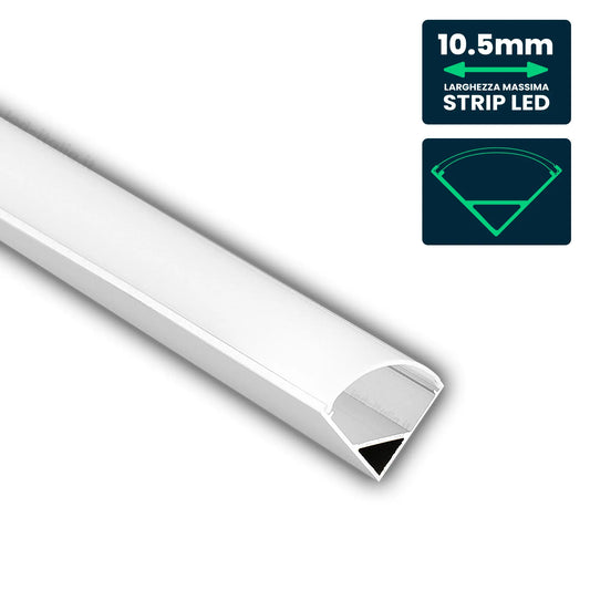 V-Tac ECO Profilo Angolare in Alluminio Bianco per Strisce LED a Superficie con Copertura Opaca 2 metri