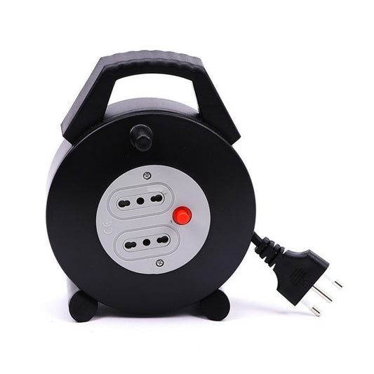 Prolunga Avvolgicavo Spina 16A e 2 Prese 10/16A Bipasso Colore Nero - 5 metri