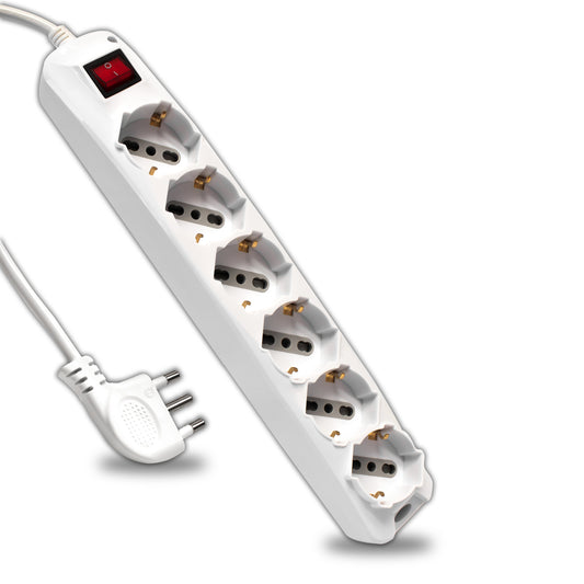 Multipresa 6 Posti Colore Bianco con Interruttore Luminoso