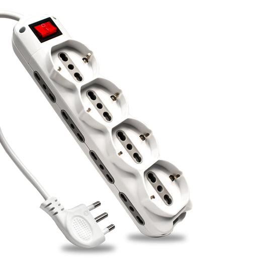Multipresa 12 Posti Salvaspazio Colore Bianco con Interruttore Luminoso