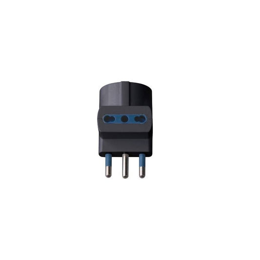 Adattatore Triplo con 1 Presa Centrale Schuko + 10A 2P+T e 2 Laterali 10/16A 2P+T Colore Nero