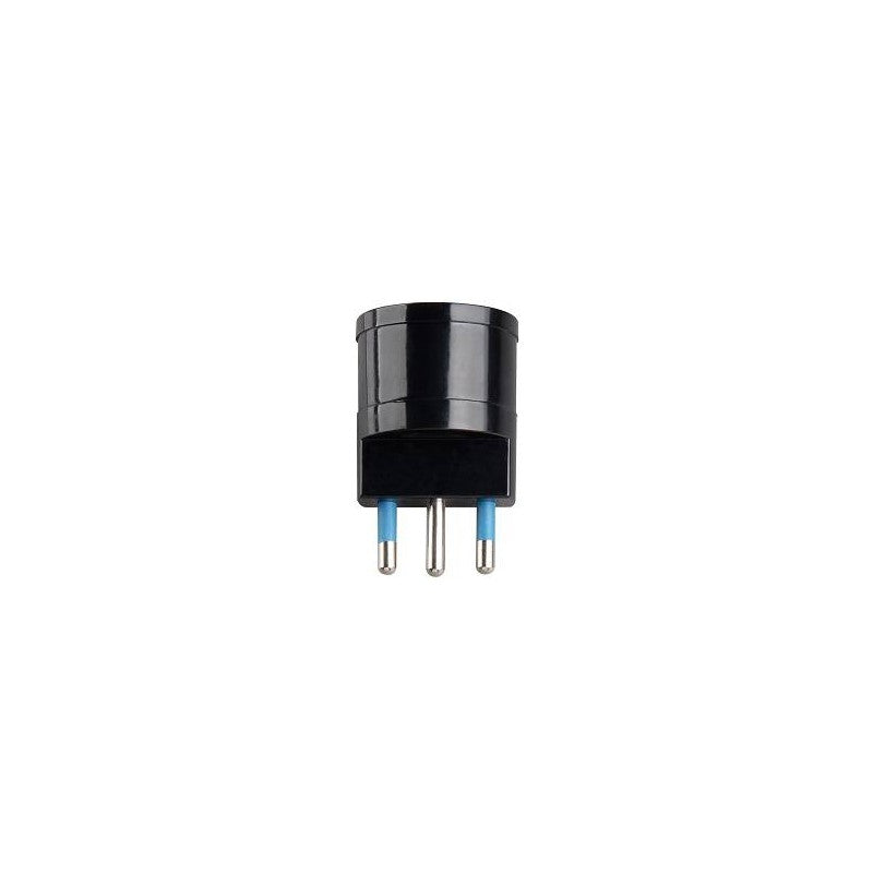 Adattatore Singolo Spina 16A 2P+T con Presa 10A 2P+T + Schuko Colore Nero