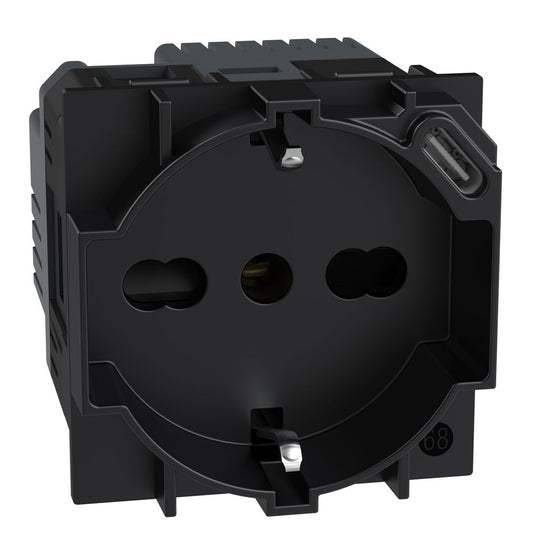 Bticino Living Now Presa standard Italia P40 con caricatore USB integrato Nero KG4140A16USB