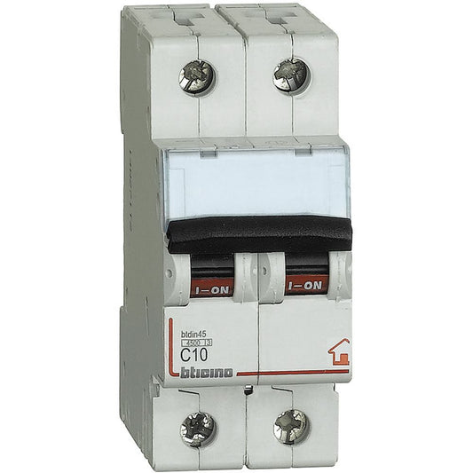 Interruttore magnetotermico bticino 2p c10 2 moduli 4500a