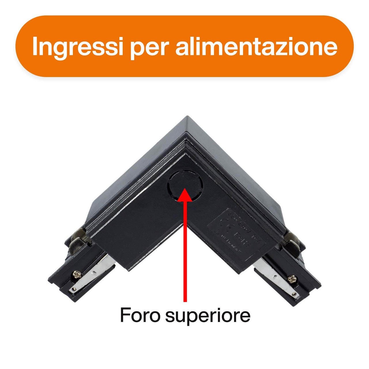 Connettore tipo "L" Trifase, Nero, Alimentazione Centrale, SX - Elettrohub.it