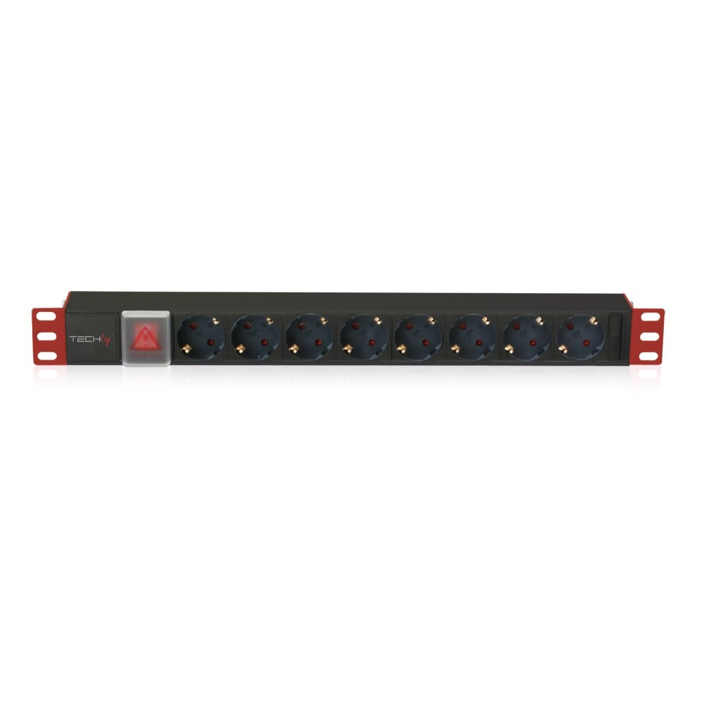 Multipresa 8 Posti da Rack 19" con Interruttore Spina Schuko Angolata 1U